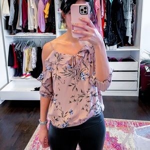 Purple floral off the shoulder top